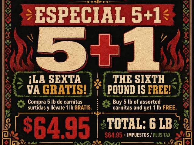 Especial 5+1 - La Sexta Va Gratis (6 Lbs Carnitas Surtidas).